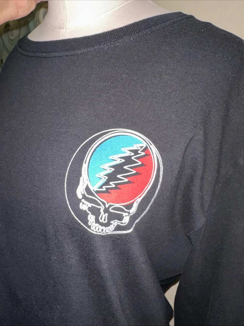 Larry Luks Grateful Dead TGR Long Sleeve T Shirt Mens L Skull Graphic Black